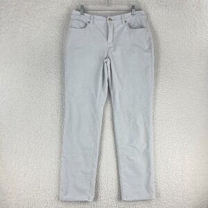 Chico's Gray Corduroy So Slimming Girlfriend Slim Leg Ankle Pants Womens Size XS